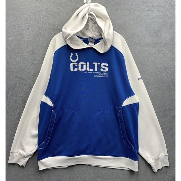 NFL On Field Reebok Pullover Hoodie Indianapolis COLTS Blue White Size XL - Picture 1 of 15